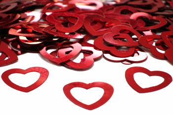 Open Heart Confetti, Red Available by the Packet or Pound